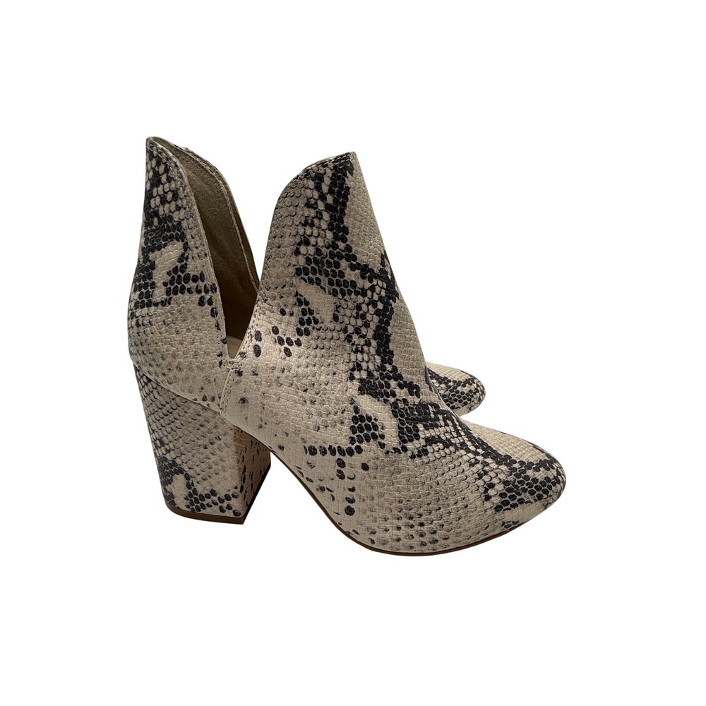 Steve Madden Rookie Booties Womens 8.5 Grey Snakeskin Excellent Block Heel Boot